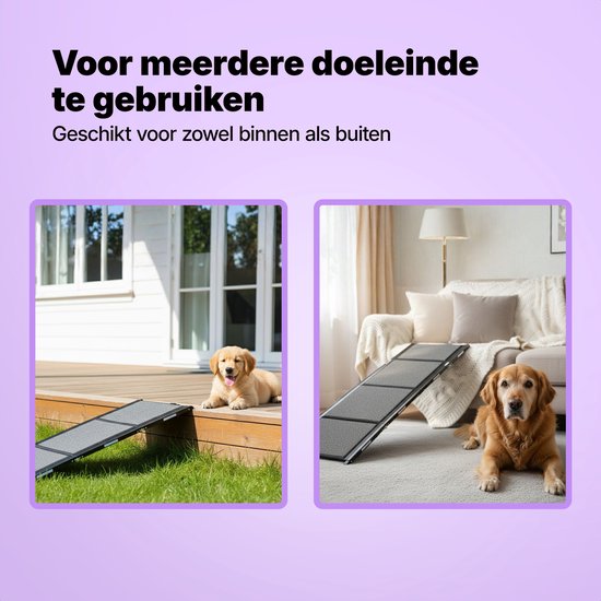 Jake en Jacky Hondenloopplank voor Auto - Opvouwbare Hondentrap - Antislip Loopplank voor Grote Honden - Inklapbaar - Reflecterend - 180x55 cm - Gewicht tot 70 kg