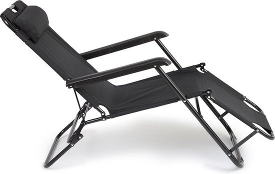 909 Outdoor Ligbed Stoel – Opvouwbaar & Verstelbaar – Loungestoel en Ligbed in 1 – Set van 2 – Zwart