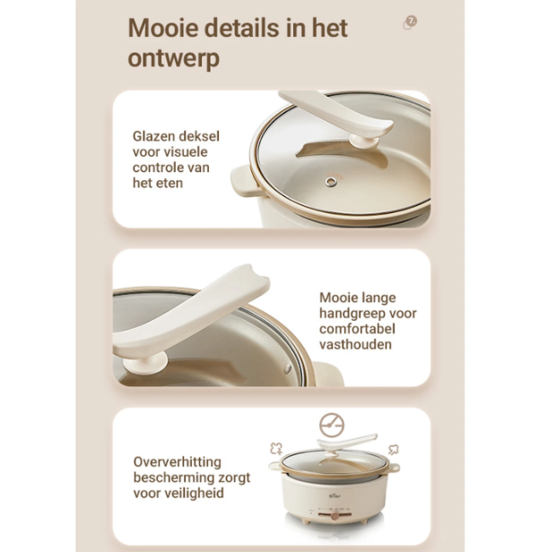 Bear - DHG-P50F1 - Elektrische Hotpot 5L - 36,9 x 31,2 x 23,6 cm