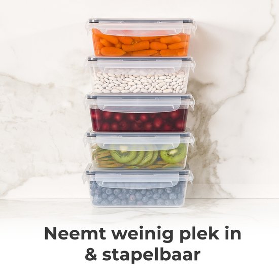 Stosh Vershoudbakjes - Meal Prep Bakjes - Diepvriesbakjes - 5 Stuks - 1L - Plastic - BPA vrij