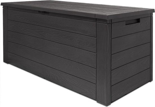 Woody Tuin Opbergbox - 280 liter - 45x120x60 cm - Tuinkussenbox - Antraciet/bruin