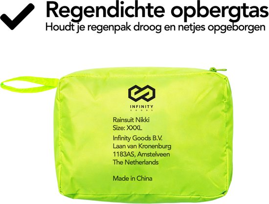 Infinity Goods Regenpak Nikki - Dames & Heren - Maat XXXL - Waterdicht & Ademend - Reflecterend - Fluo Geel
