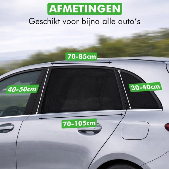 Travelhawk Zonnescherm Auto Baby - 2 Stuks - Zonwering Auto - UV Protectie voor Baby en Kind - Zonwering Zijruiten - Zwart