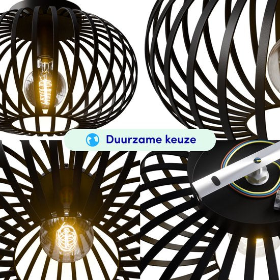 Nolt Plafondlamp Zwart - Plafonniere E27 Lamp - Industrieel - ⌀ 30cm
