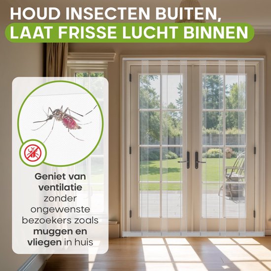 O'DADDY® Vliegengordijn Lamellenhor - 150x260 cm - Deurgordijn - Hordeur - Aanpasbaar Ontwerp - Glasvezel - Deurhor Wit