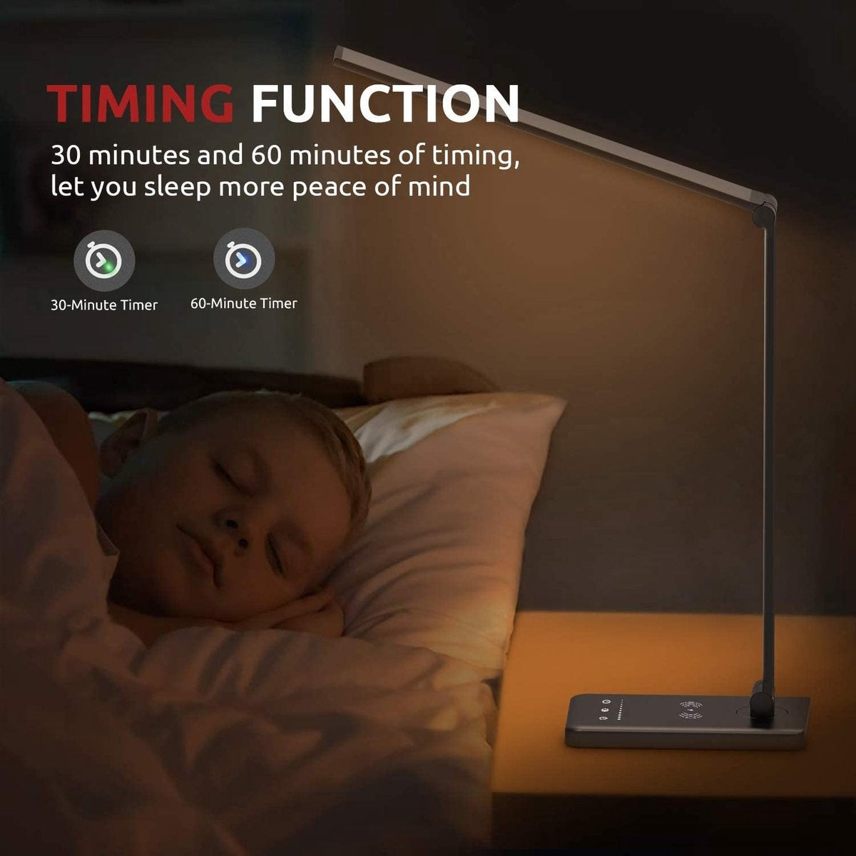 Fuegobird EK009 LED Bureaulamp - Draadloos Oplaadfunctie - Kantelbaar - Zwart