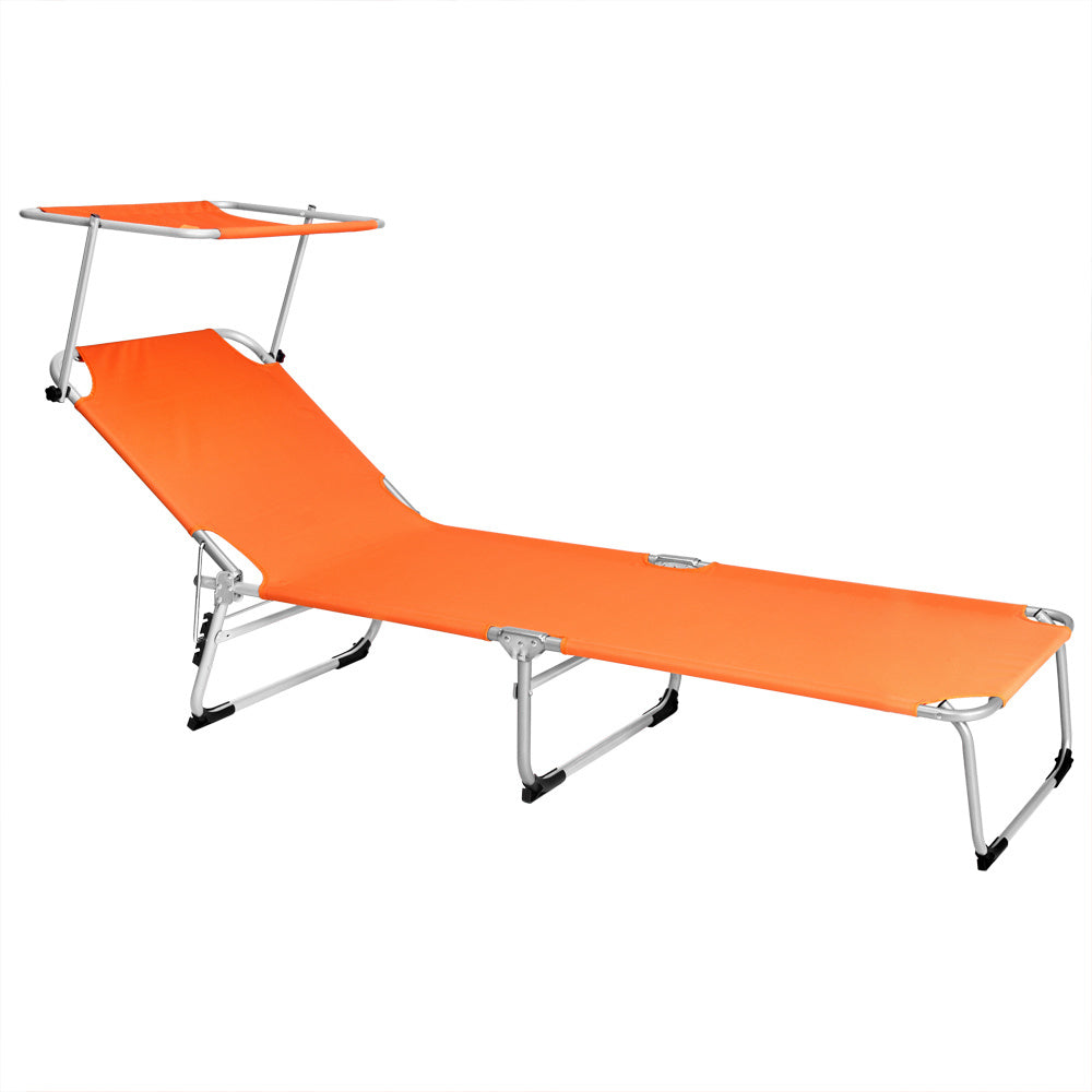 Casaria Ligstoel Hawai - 4-voudig Verstelbaar UV-Bestendig – Oranje