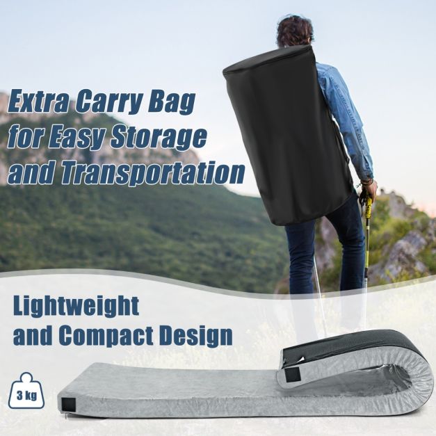 Coast Campingmat - Traagschuim - Oprolbaar - 183 x 63 x 7 cm - Grijs