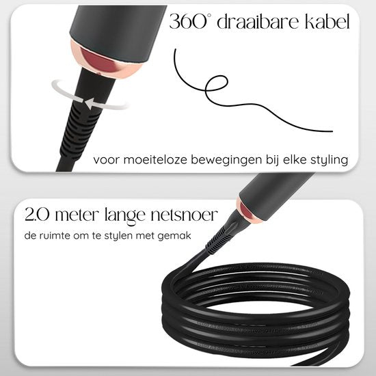 Sansbeauté® 6 in 1 Krultang met Klem - Keramische Haarkruller - 13mm tot 38mm - Föhnborstel Kort Haar - Warmteborstel - Krultangen - Thermal Brush - Haarstyler - Krulborstel 5 in 1