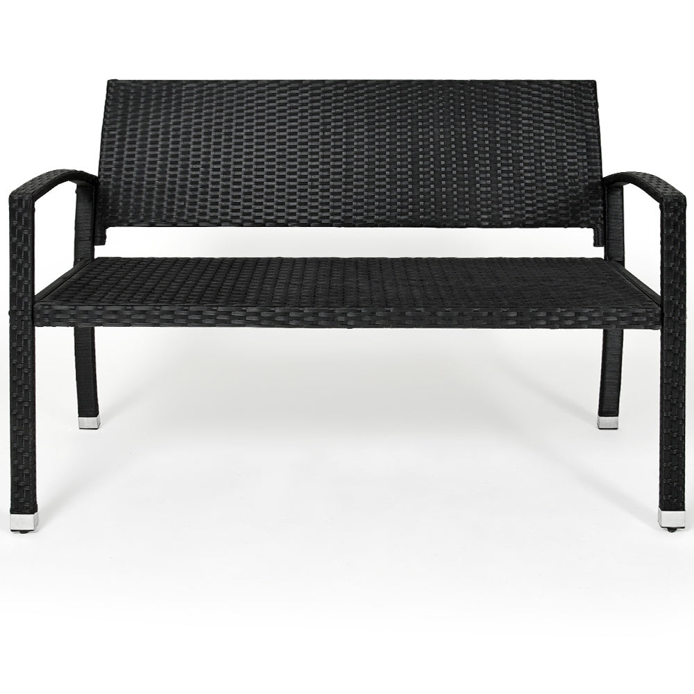 Casaria Tuinbank – 2-zits Polyrattan – UV-bestendig – 122 x 58 x 87 cm – Zwart