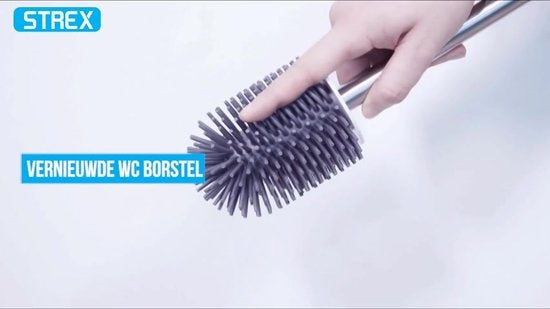 Strex Toilettenbürste Silikon mit Halter Schwarz – Schnelltrocknend, hygienisch & antibakteriell wirkend – WC-Bürste – Toilettenbürstenhalter