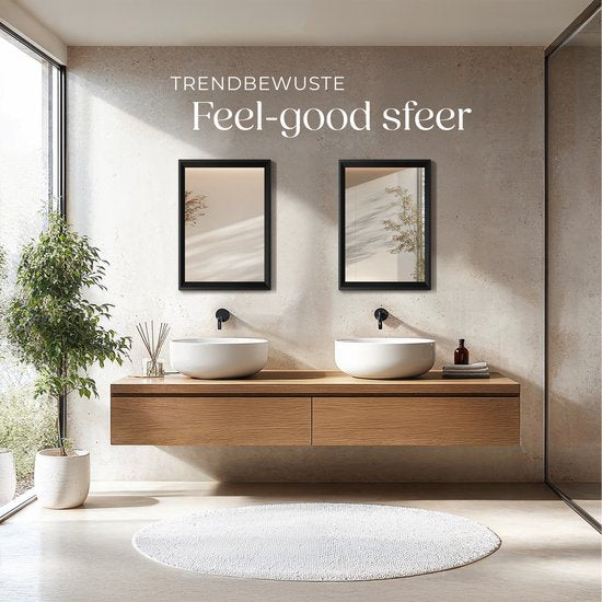 tectake® - Wandspiegel Elina - Badkamerspiegel - Rechthoekige spiegel met stevige kunststoflijst - 40x60 cm - Spiegel voor de badkamer, woonkamer of slaapkamer