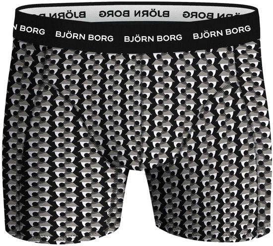 Björn Borg Katoenen Stretch Boxershort Heren - Zwart/Print/Blauw - 5 stuks - Heren onderbroeken - Boxer - Maat M