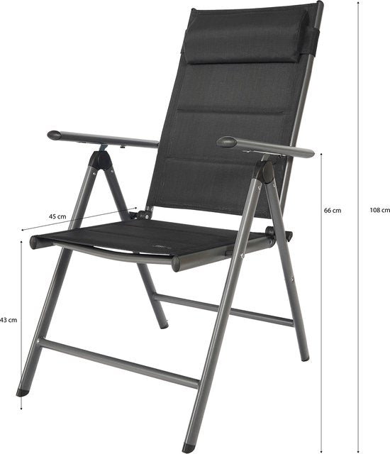 AXI Mack Campingstoel – Standenstoel – Antraciet & zwart – Ventilerend en weerbestendig – 120 kg draagvermogen – Verstelbare standen en inklapbaar – Comfortabele klapstoel – Lichtgewicht