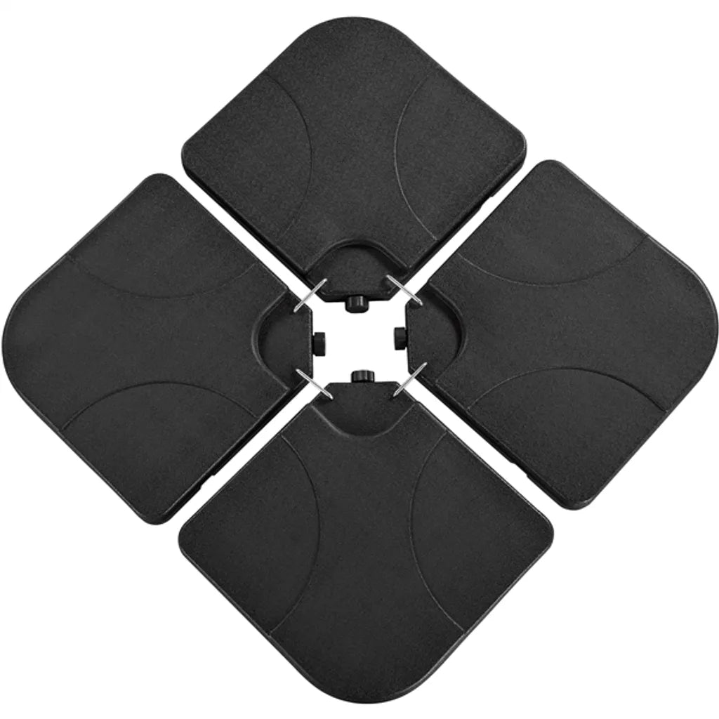 Yaheetech Parasolvoet 4-delig 103,5 x 103,5 cm - Zwart - Vulbare Parasolstandaard voor Zweefparasol met Water of Zand