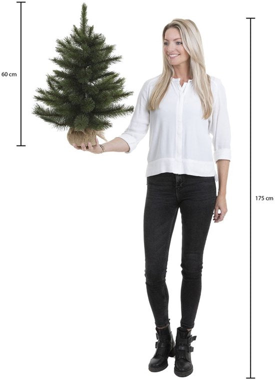 Triumph Tree Kunstkerstboom in Jute - Kunst Kerstboom H60 x Ø38 cm - Groen Frosted
