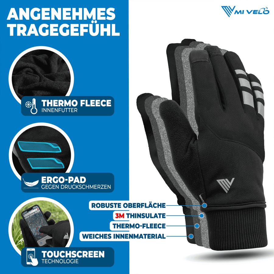 MIVELO THERMO-FIT Winterhandschoenen - Thermisch Fleece & 3M Thinsulate - Zwart - Unisex - XL