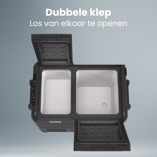 Auronic Elektrische Koelbox - Compressor - Twee Zones - 12V 230 Volt - Auto - 45L - Frigobox - Zwart/Grijs