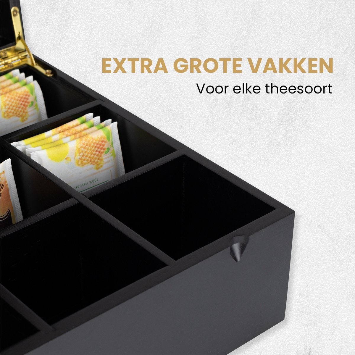 Nimma Theedoos - 12 vaks - Magneetsluiting - Geschikt voor Pickwick, Lipton, en meer - Zwart