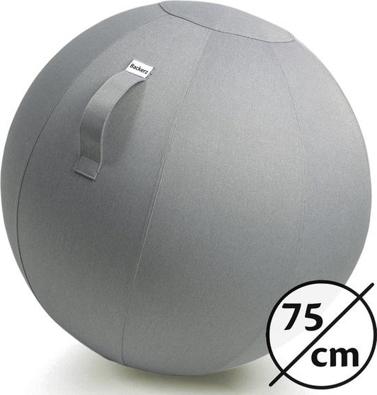 Bckz Zitbal Kantoor en Thuis 75 CM - Luxe Yoga Bal - Zitballen met Hoes - Ergonomische Bureaustoel Bal - Linnen Lichtgrijs