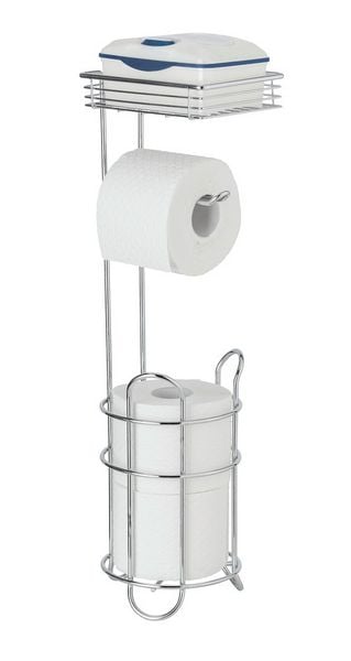 Staande Toiletrolhouder Chroom - Met Legplank en Reserverolhouder