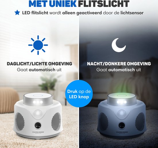 Vulpes Goods® Verjager - Ultrasonische Muizenverjager - Ongedierte Verjager Voor Binnen - Diervriendelijk Muizen en Insecten Bestrijding - Diervriendelijke Muizenval - 360 Graden Bescherming - Pest Repeller - MAX versie - Wit