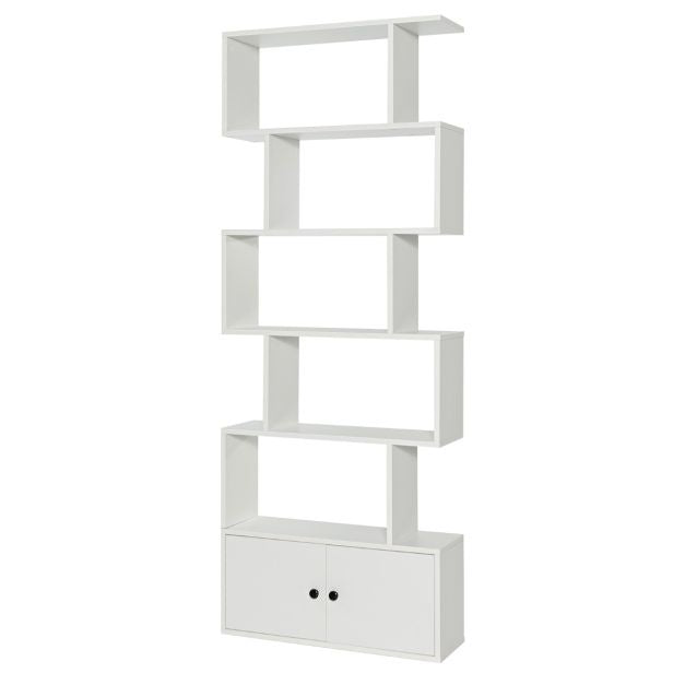 Coast 6 Laags Boekenkast - Decoratieve Opbergplanken - 70 x 23 x 183 cm - Wit