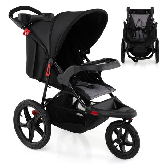 Coast Joggingbuggy - Opvouwbare kinderwagen - Verstelbare zonnekap - Kantelbare zitting - Zwart