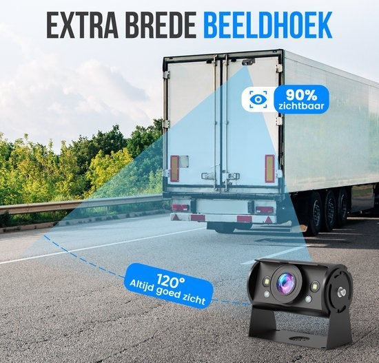 Strex Achteruitrijcamera Set Bedraad Met 2 Camera's (tegelijk bekijken) - HD 1080P - 7" Scherm - 18LED Nachtzicht 15m - IP69 Waterdicht - Achteruitrij Camera