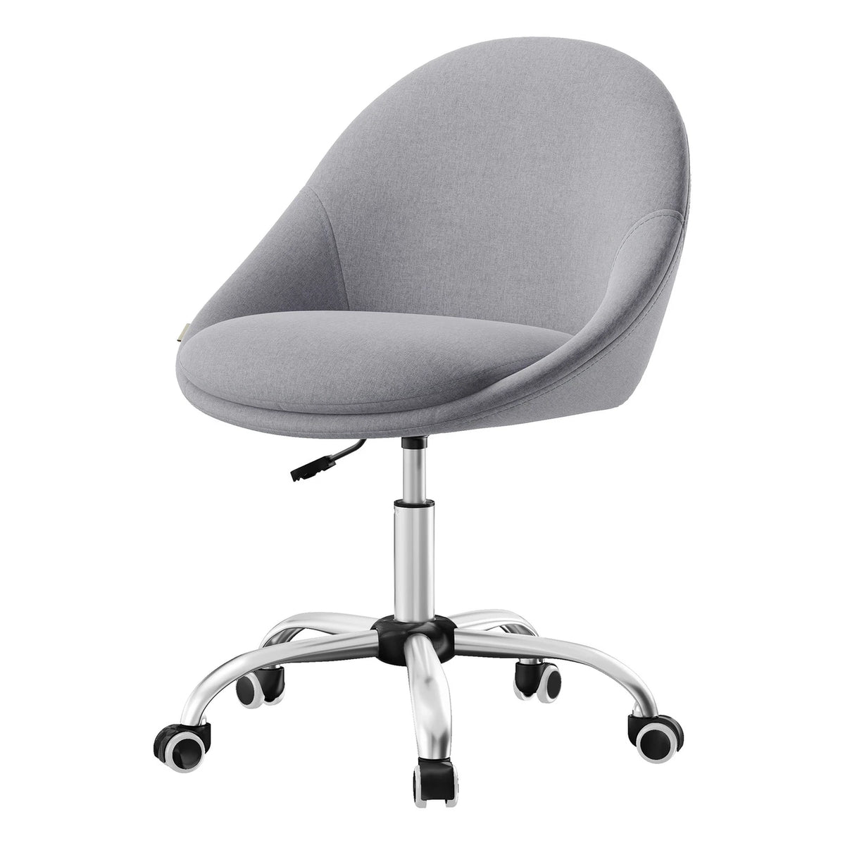 Ochama Bureaustoel - Grijs - Katoen-linnenmix - In Hoogte Verstelbaar - Draaibaar met Wielen - 60 x 60 x 80-90 cm