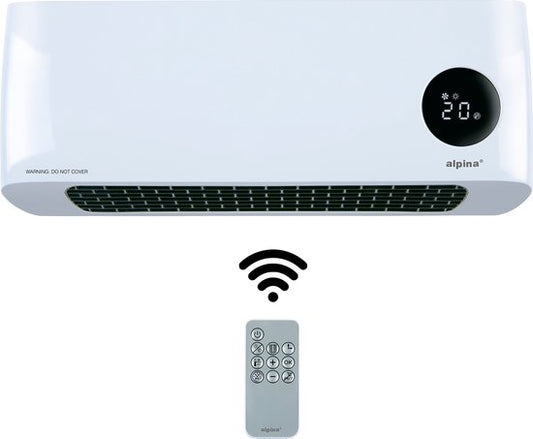 alpina Wandkachel – Met Timer & Afstandsbediening – 2000 W – 42 x 17.5 x 10.5 cm – Wit