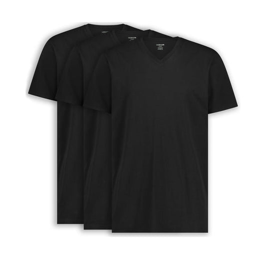 3x LebasQ Fit T-Shirts – Zwart – V-hals – Regular Fit – Maat S – 180g/m²