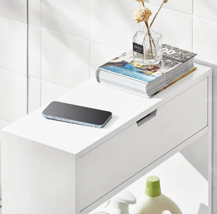 SoBuy Toiletkast met toiletrolhouder - 60x20x55 cm - Max. 20KG - Wit