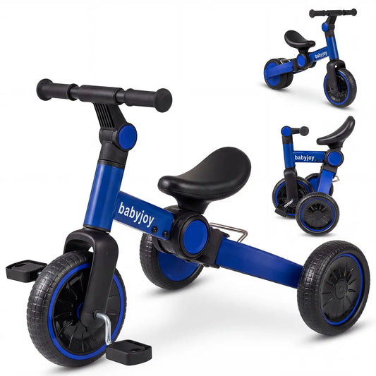 Costway 5-in-1 Kinderfiets - Blauw - Loopfiets met Afneembare Pedalen - Groeit Mee met je Kind