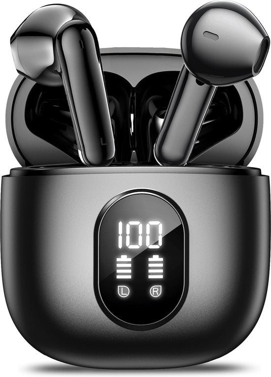 Soundtrex X-Pro Draadloze oordopjes - Bluetooth Oordopjes - Oortjes draadloos - Earpods - LED Display - Bluetooth 5.3 - Zwart