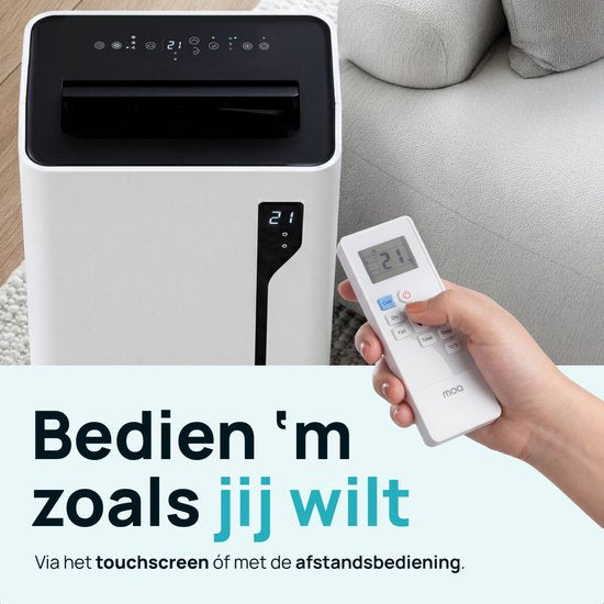 MOA Mobiele Airco - 12.000 BTU - Met Afstandbediening - Tot 35m² - Airconditioner met Ontvochtigingsfunctie - Raamafdichtingskit - Wit