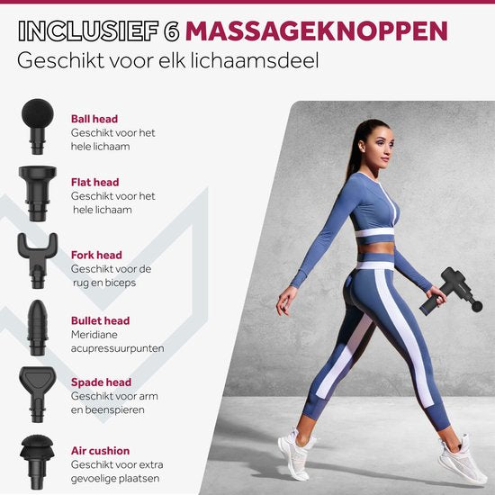 Northwall Massage Gun Professioneel Prime - Massage Pistool Inclusief Koffer en 7 Opzetstukken incl. Eikenhouten Massagekop - Krachtig en Draadloos Sport en Relax Massage Apparaat