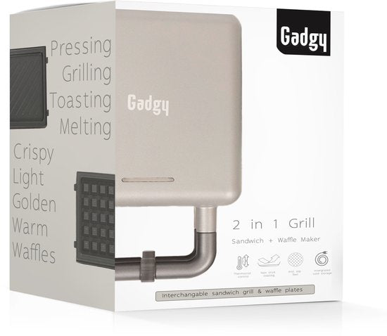 Gadgy Premium Wafelijzer – Zilver - 3-in-1 Grill, Tosti- & Wafelmaker - Verwisselbare Platen - 600W - Extra Krachtig - Brusselse Wafel