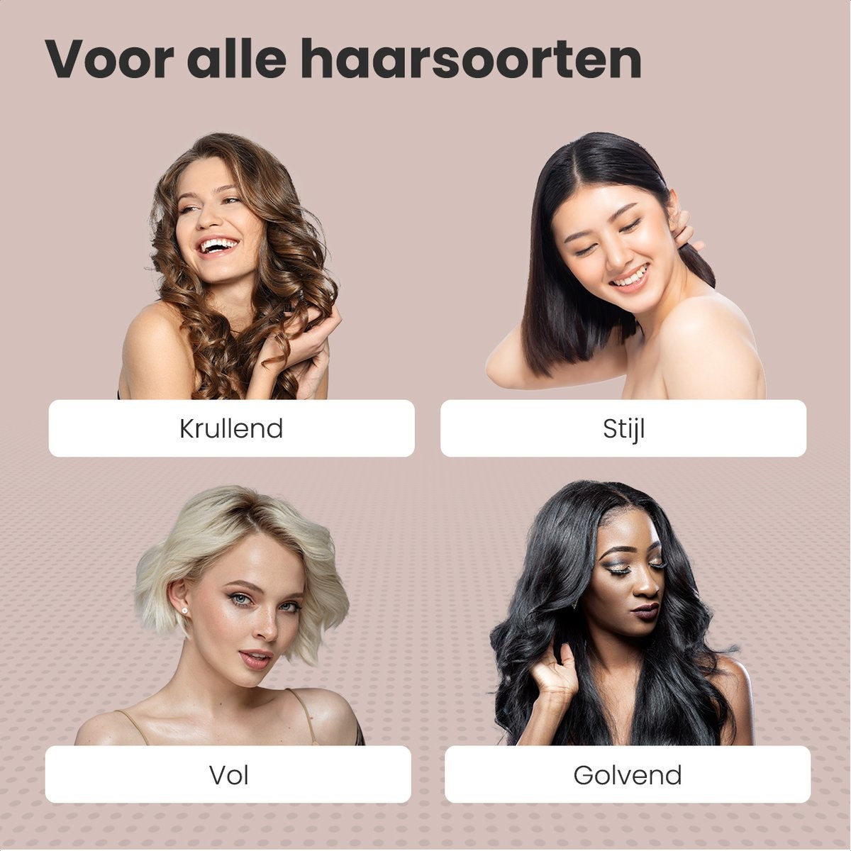 Auronic 3-in-1 Föhnborstel - Keramische Magic Brush - Airstyler - Lang/Stijl/Krullen - 1000W - Zwart/Goud