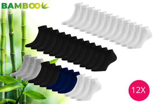 Bamboo Sokken - 12 Paar- Wit/Zwart - maat 43-46