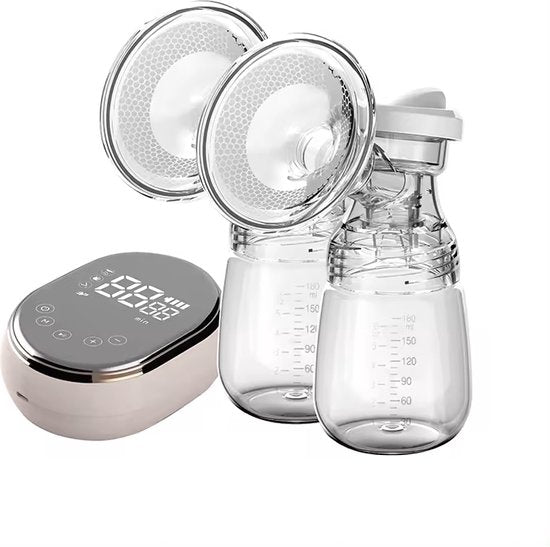 Fuegobird Elektrische Borstkolf - Dubbel Hoofd Elektrische Borstkolf - 100% BPA Vrije Borstkolf - Oplaadbare Batterij - 2x180ml Babyflessen - Roze