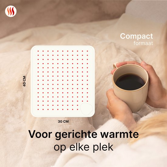 Seranova Elektrisch Warmtekussen voor Rug, Voeten, Nek, Schouders, Buik - Heating Pad - Verwarmingskussen - Wasmachine - 40x30cm - Donkergrijs