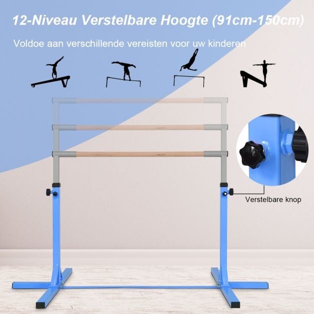 Coast Gymnastiek Rekstok in Hoogte Verstelbaar - 91-150cm - Blauw