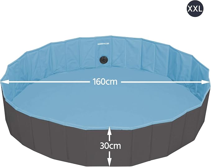 Yaheetech XXL Hondenzwembad Opvouwbaar 160 x 30 cm - Zwart - Antislip Hondenbad voor Honden en Katten