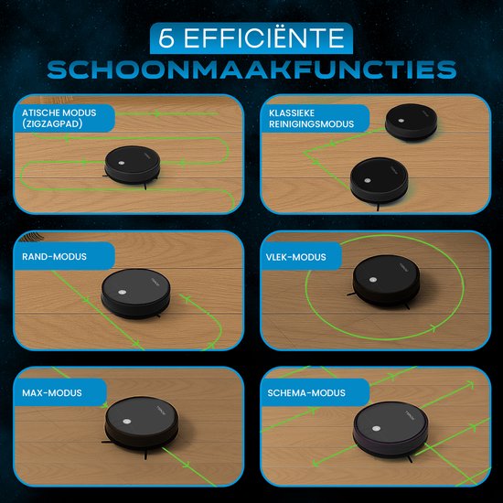 Powell Robotstofzuiger - Robotstofzuiger met Dweilfunctie - Robotstofzuiger met Laadstation - Robot Stofzuiger - Dweilrobot - Zwart