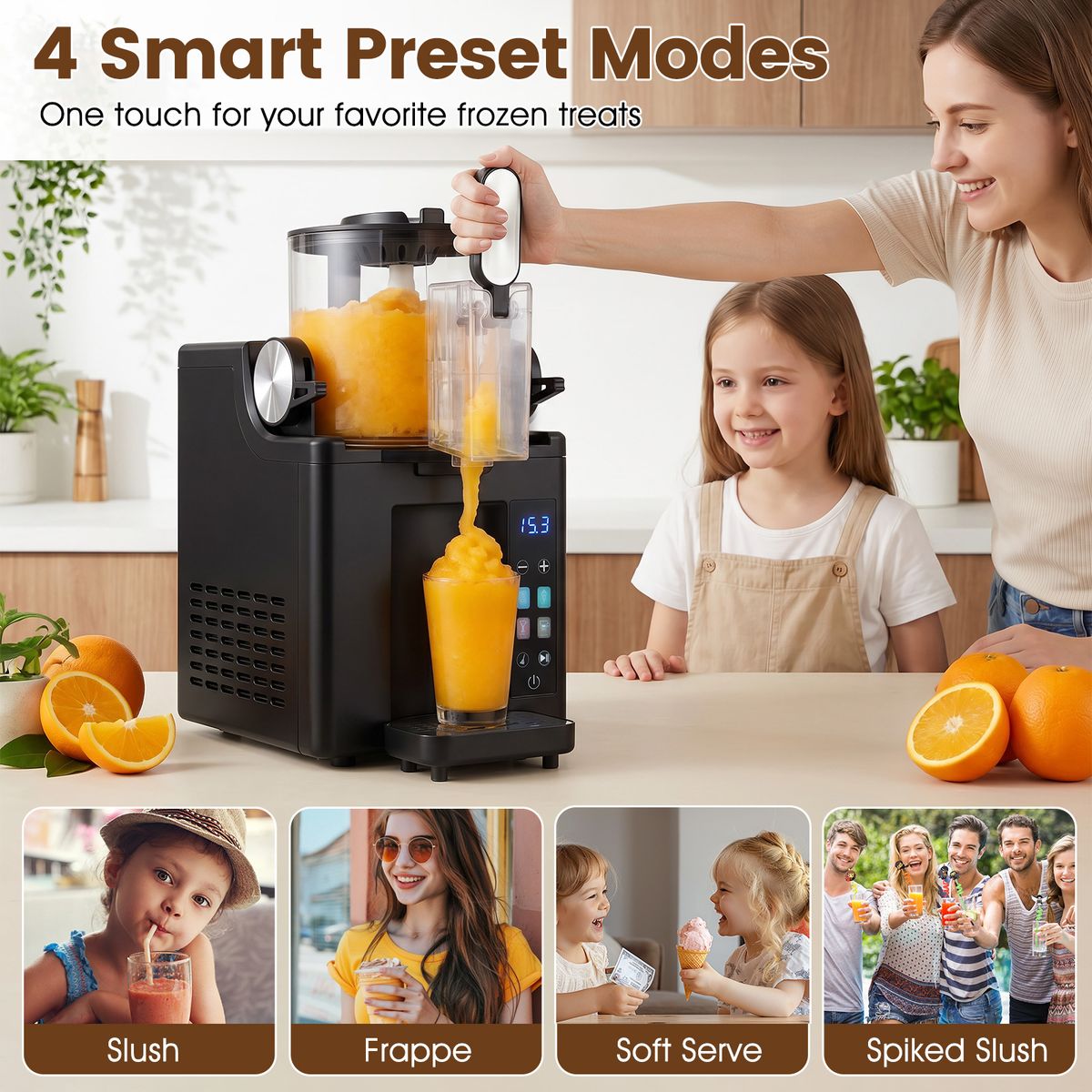 Coast Slushmachine - 1,5 liter - LED-touchbediening - Zelfreinigingsfunctie - Zwart