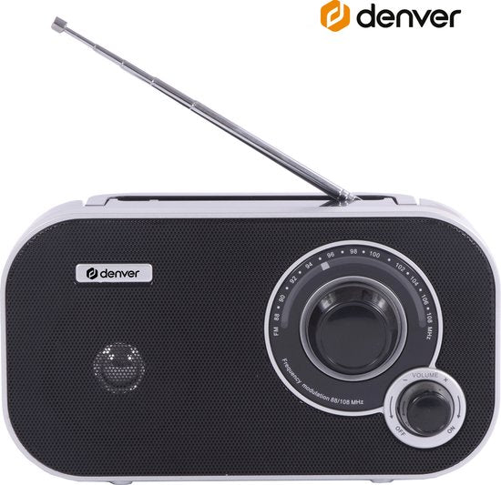 Denver FM Radio Retro - Werkt op batterij of netstroom - Keukenradio - Draagbare Radio - TR51 - Zwart