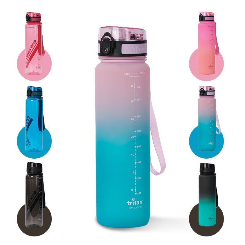 Jordan & JUDY Tritan sportwaterfles - 1000 ml - roze verloop