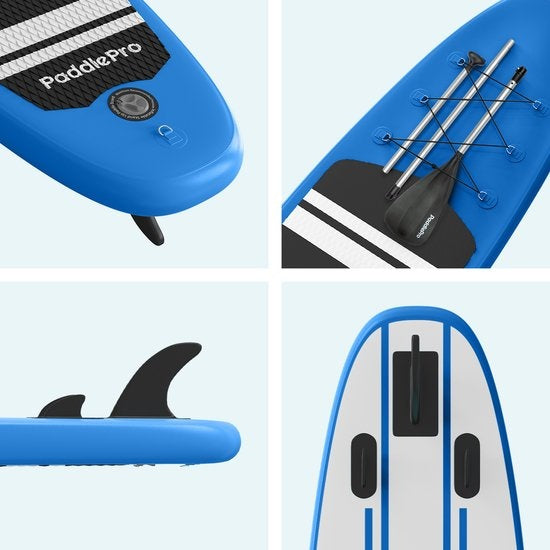 LifeGoods SUP Board - Opblaasbaar Paddle Board - Complete Set - Max. 135KG - 320x81cm - Blauw