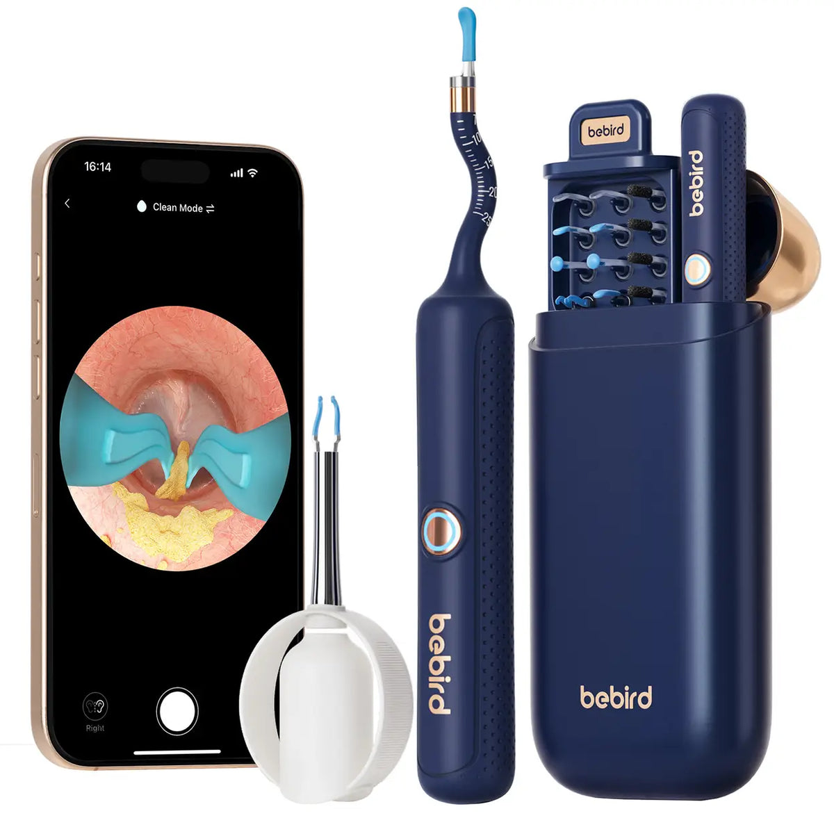 bebird I35R-bl otoscoop - 1920P HD-camera - flexibele oorreiniger met opzetstukken